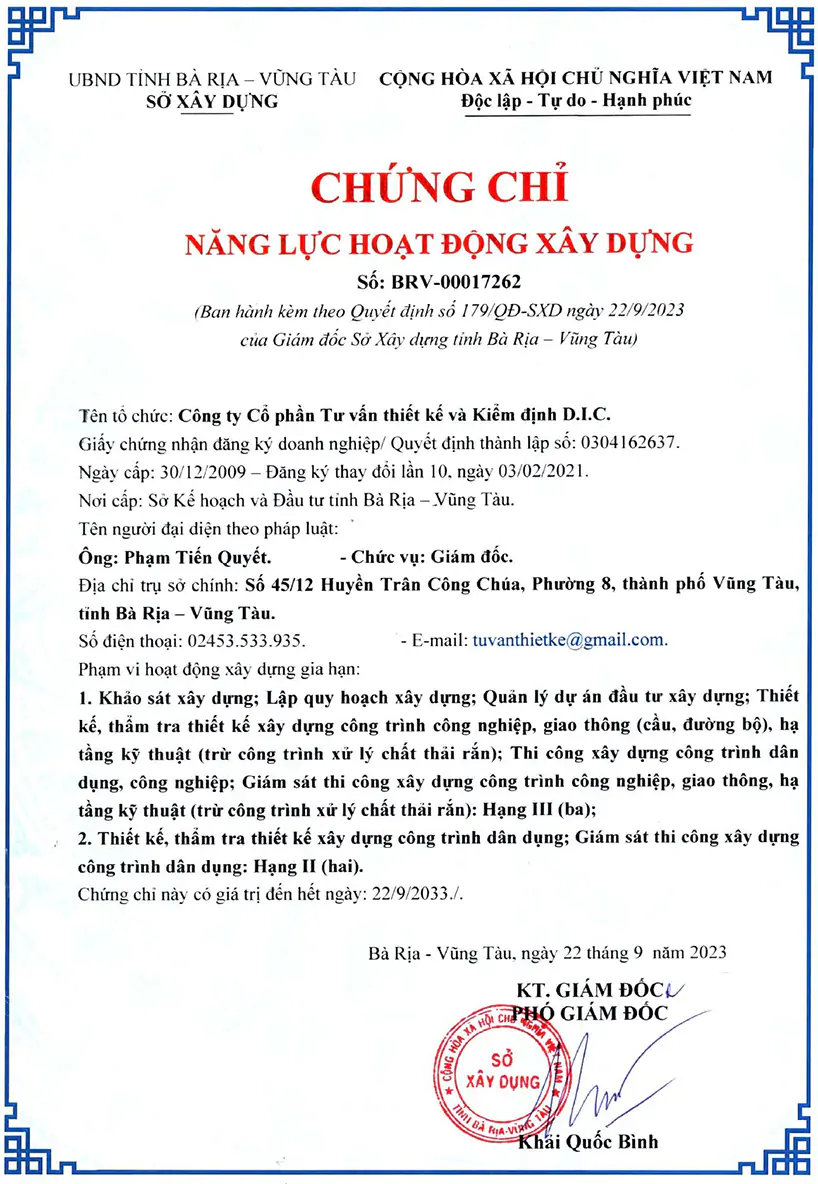 Chứng chỉ năng lực hoạt động xây dựng